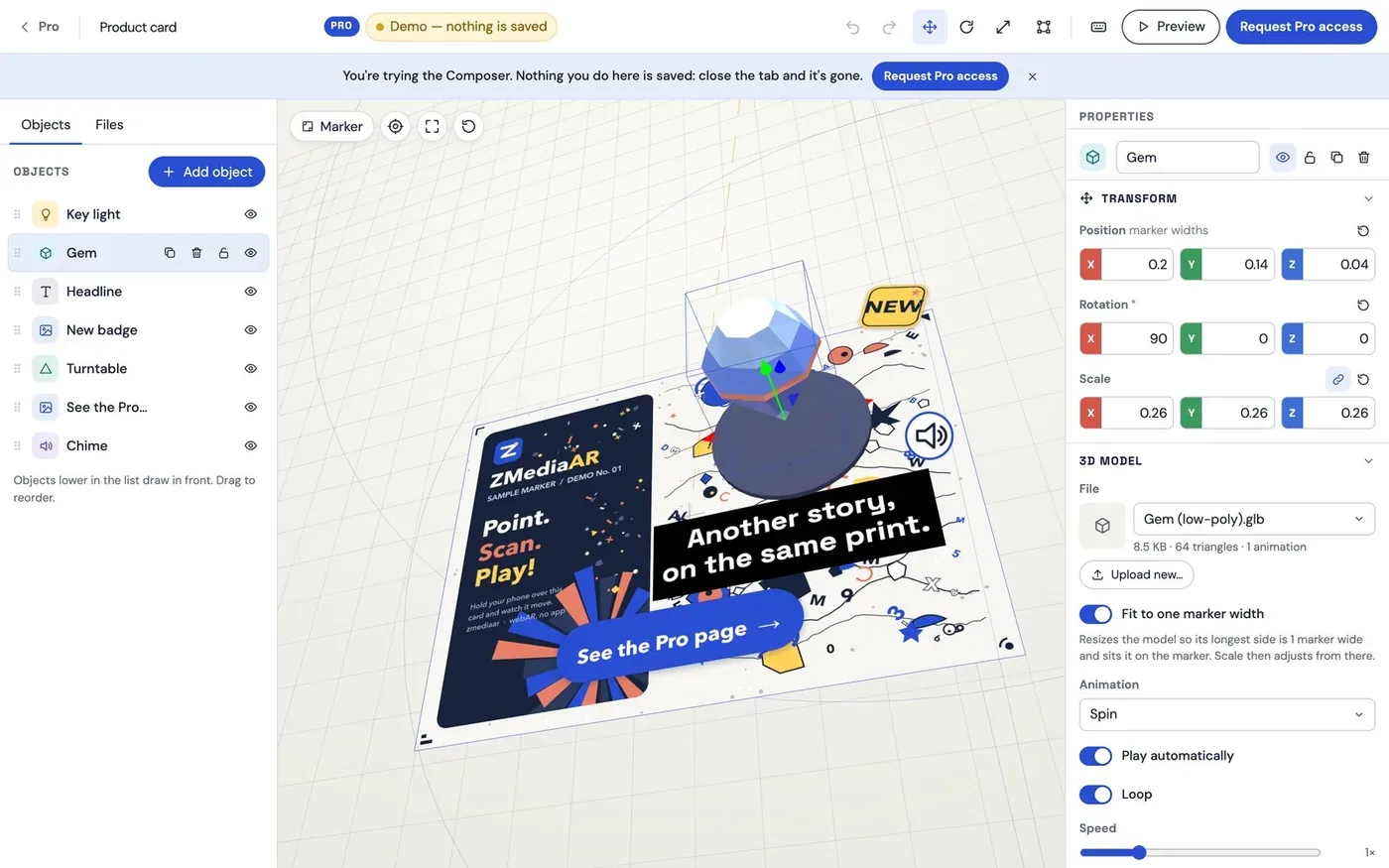 ZMediaAR Scene Composer web app — designed by Luciano Olguin